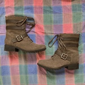 Brand New UGG Boots ZIA Moto Combat Waterproof Leather Wool Gray Slate 1103571